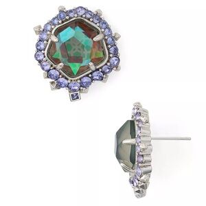 ✨ RARE Retired Kendra Scott Abelia Stud Earrings – Rhodium Dichroic Glass ✨